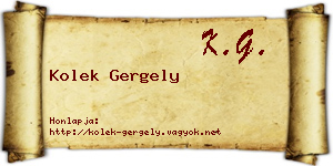 Kolek Gergely névjegykártya